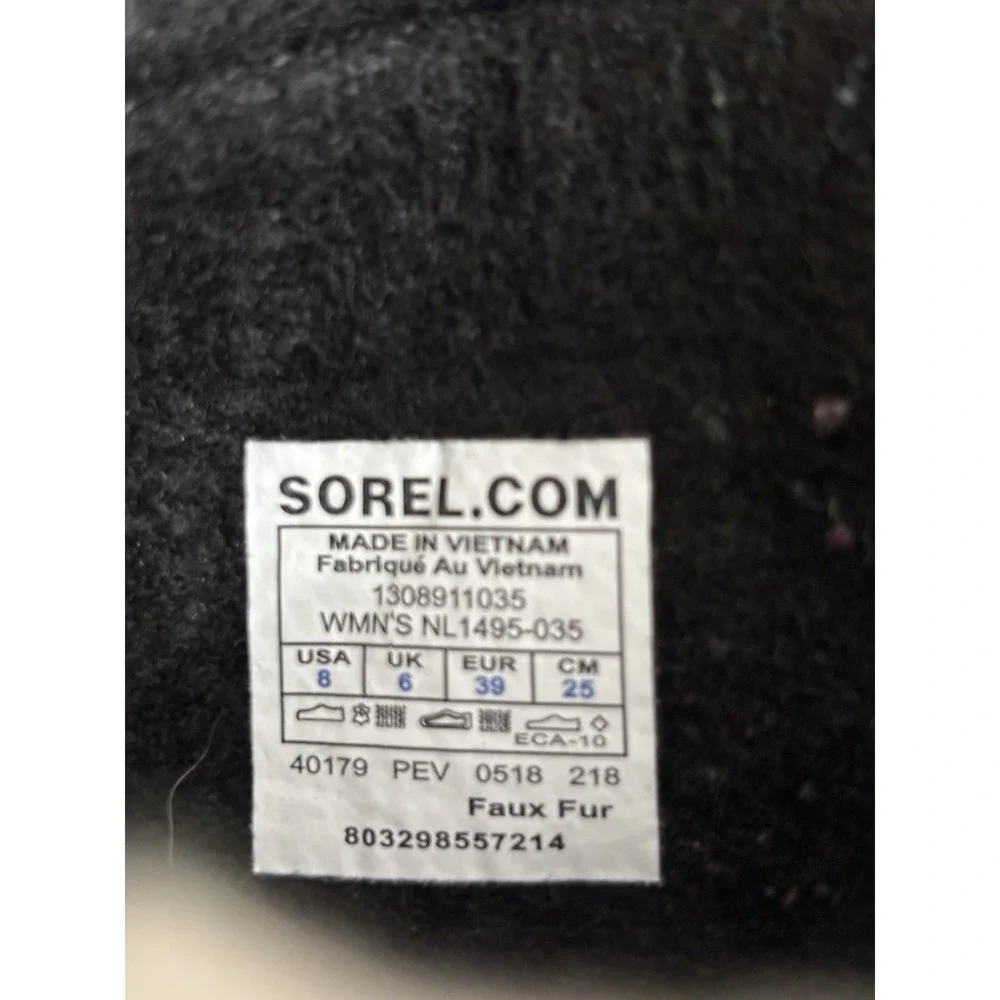 Sorel Women's Black‎ Gray Winter Carnival Boots Waterproof Faux Fur Size 8